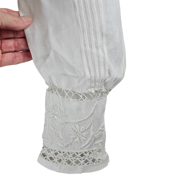Antique c. 1905 white embroidered linen bodice skirt petticoat Volup - Picture 6 of 16
